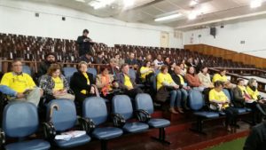 Associados do Sintergs durante audiência pública em Santa Cruz do Sul
