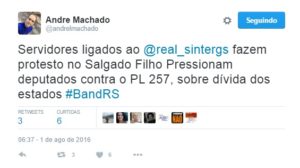 Jornalista André Machado do Grupo Bandrs também noticiou